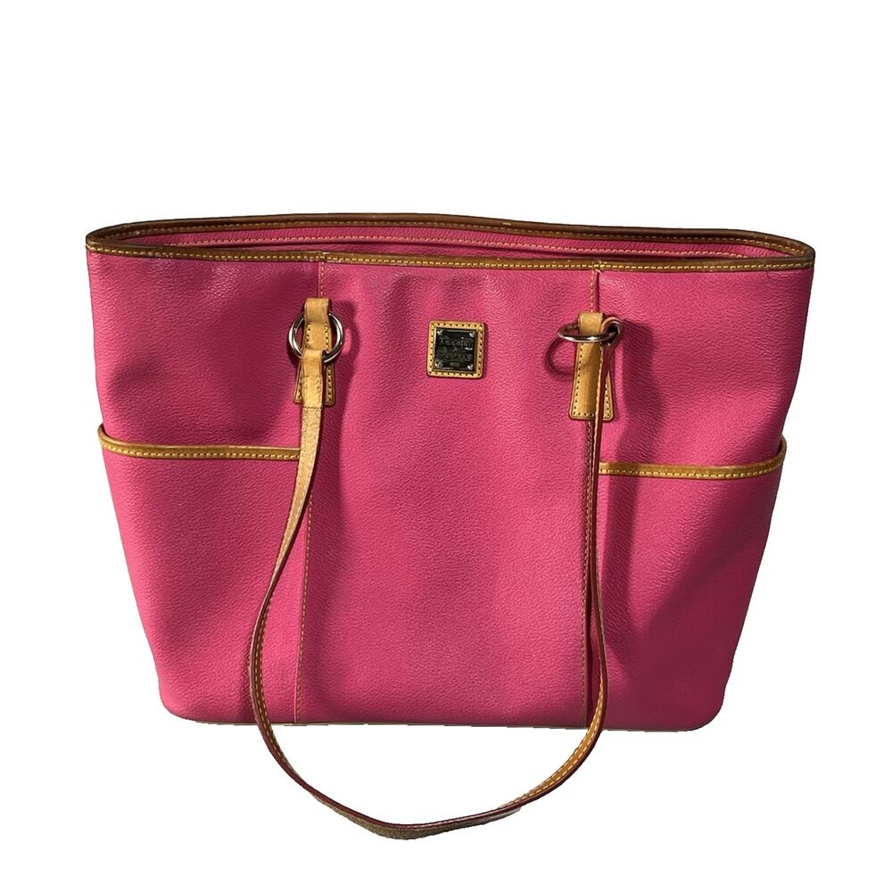 Dooney & Bourke Helena Shopper Shoulder Tote Bag Pink Pebbled Coated Leather
